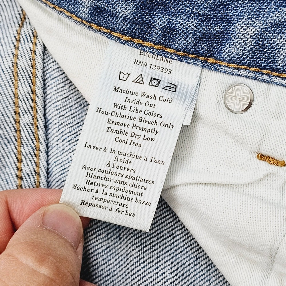 Everlane Selvedge Straight Fit Jeans Mens 32W 32L Blue Organic Cotton Stretch - Picture 13 of 13